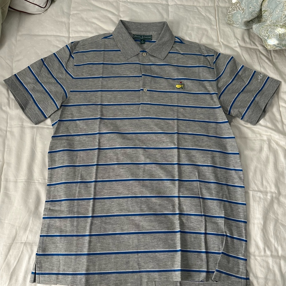 MASTERS Polo Shirt Gray with Stripes